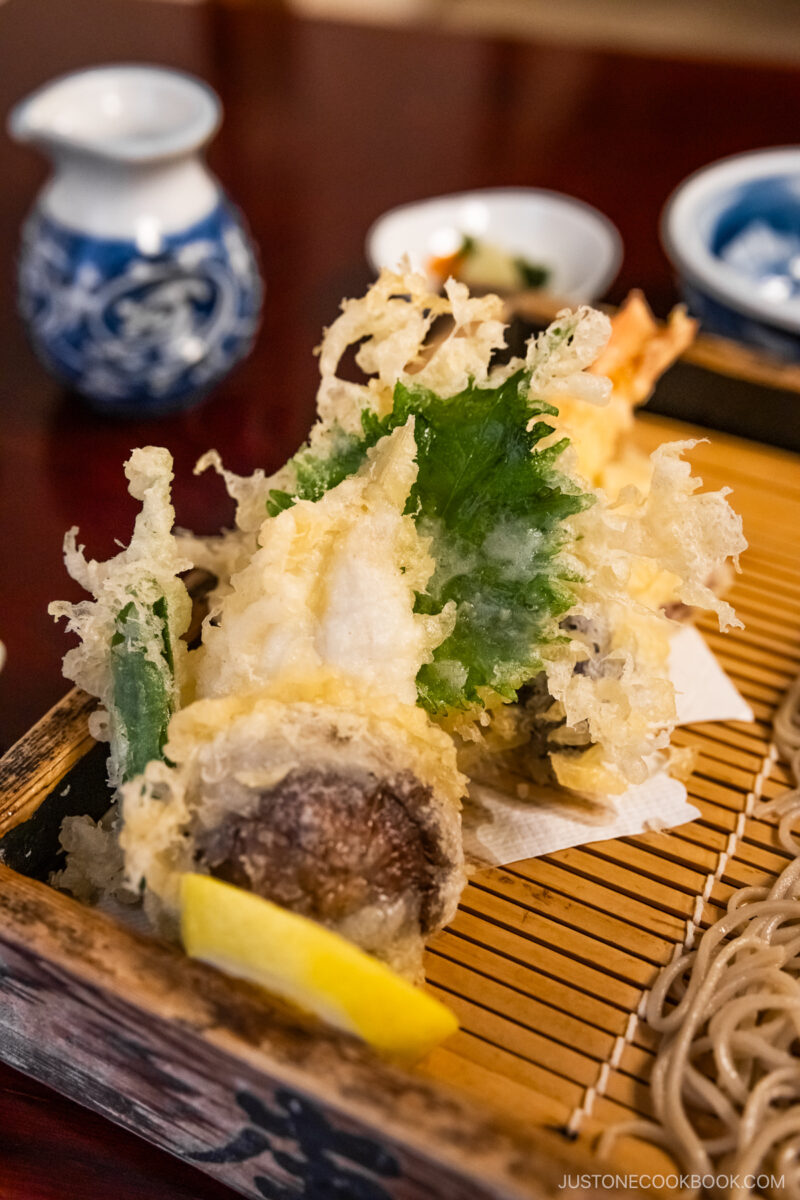 Tempura in a wooden box