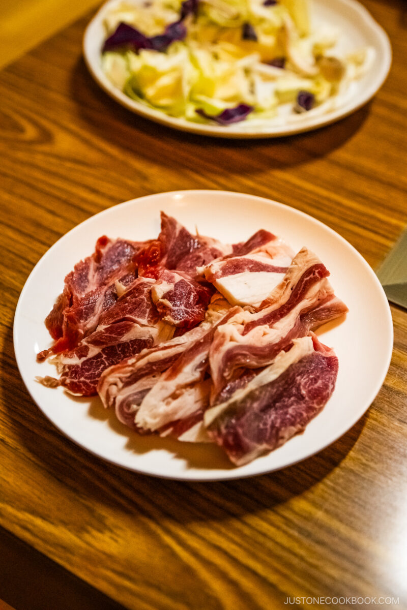 Plate of lamb slices