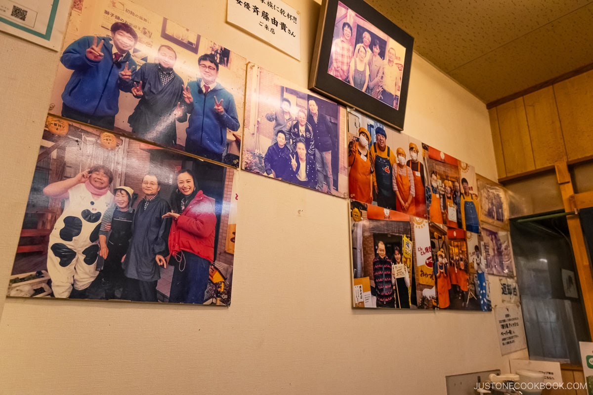 Photos on a restaurant wall