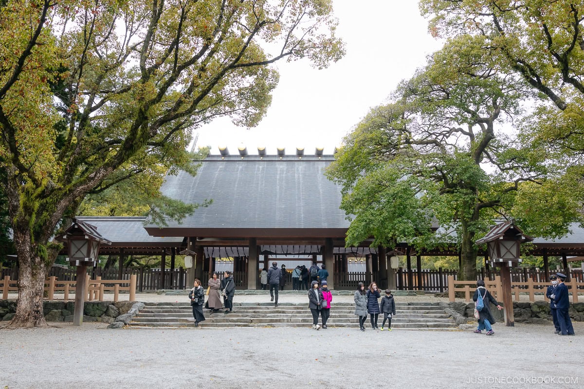 a shrine building with steps in front of it