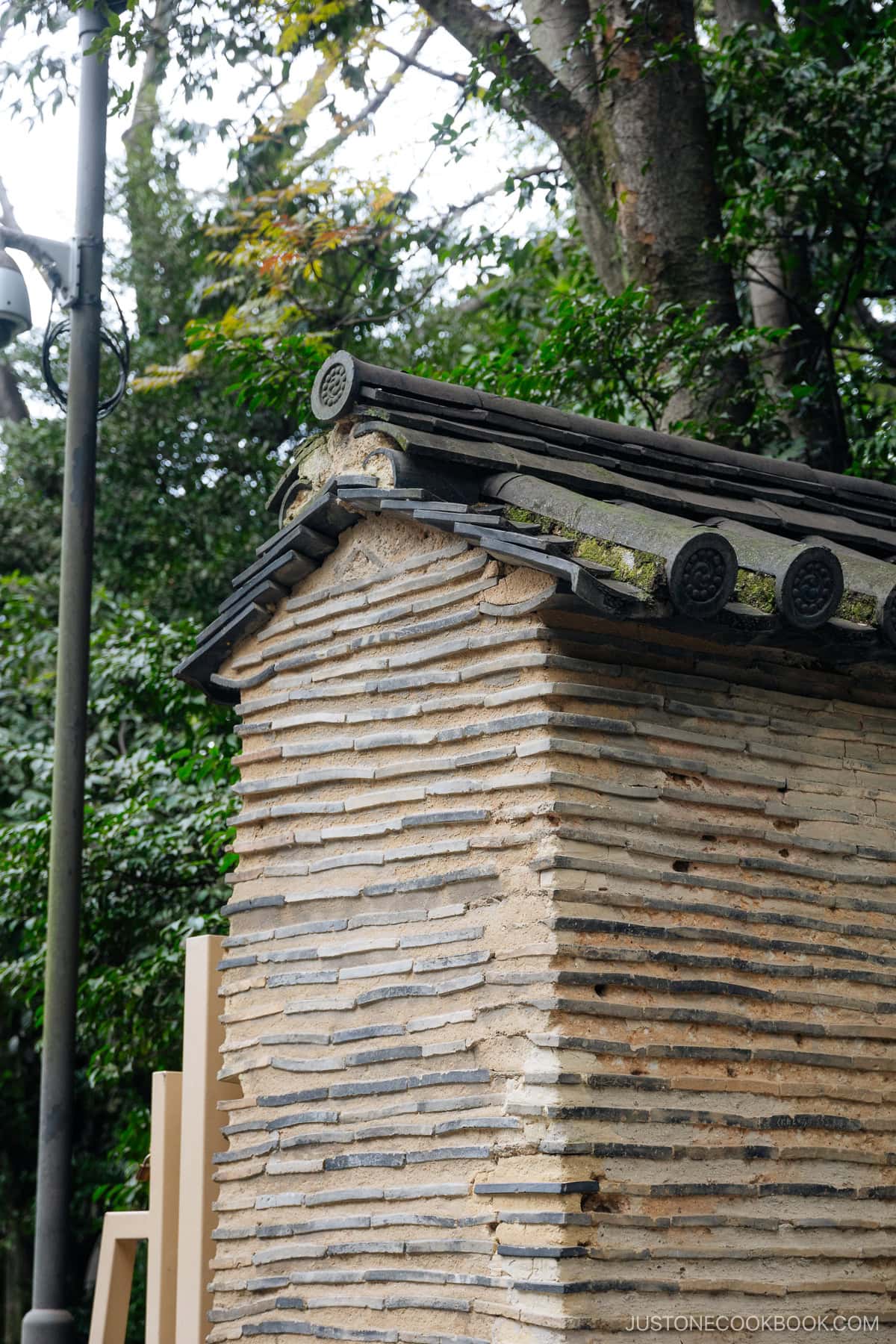 small building with tile roof