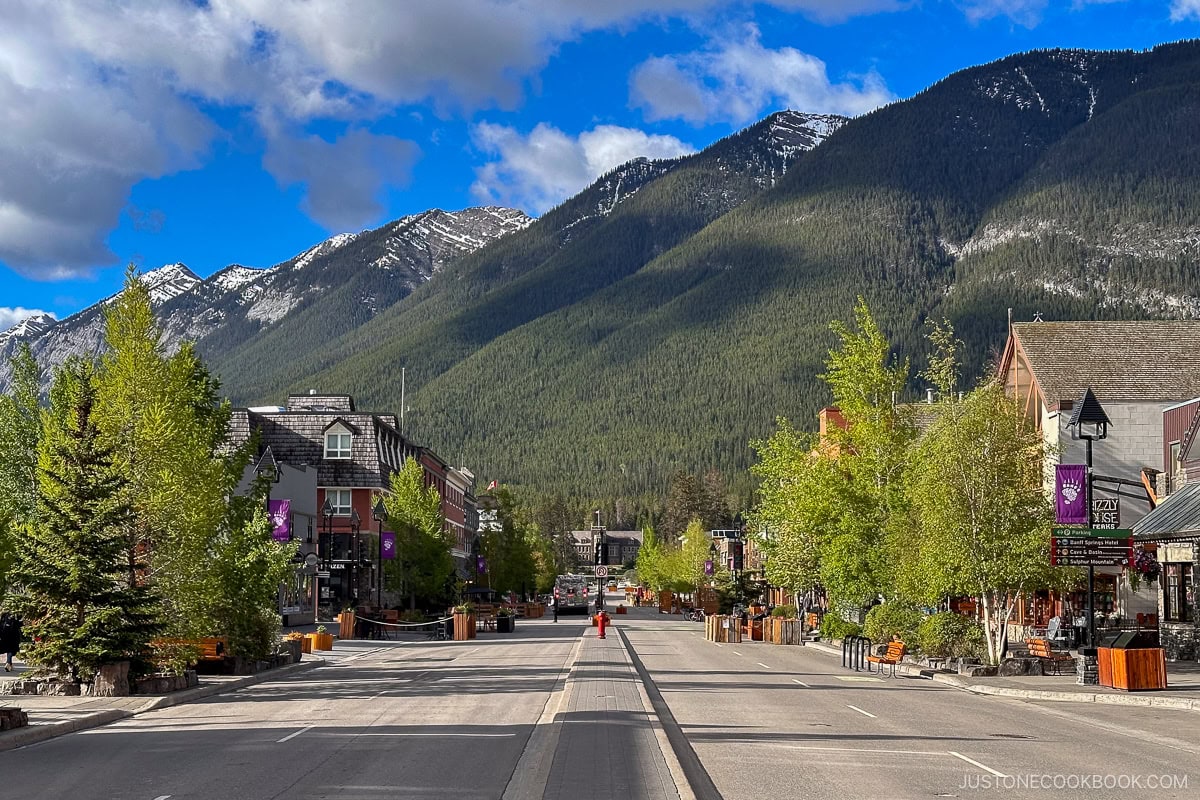 view of empty Banff downtown
