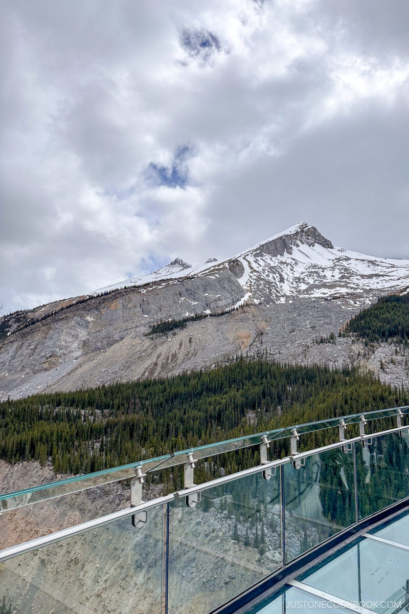 view of mountain peaks around Columbia Icefield Skywalk