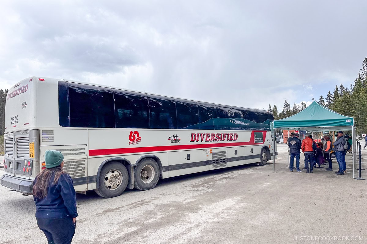 a bus waiting to pick up passengers