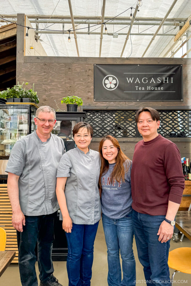 four people standing in Wagashi Tea House