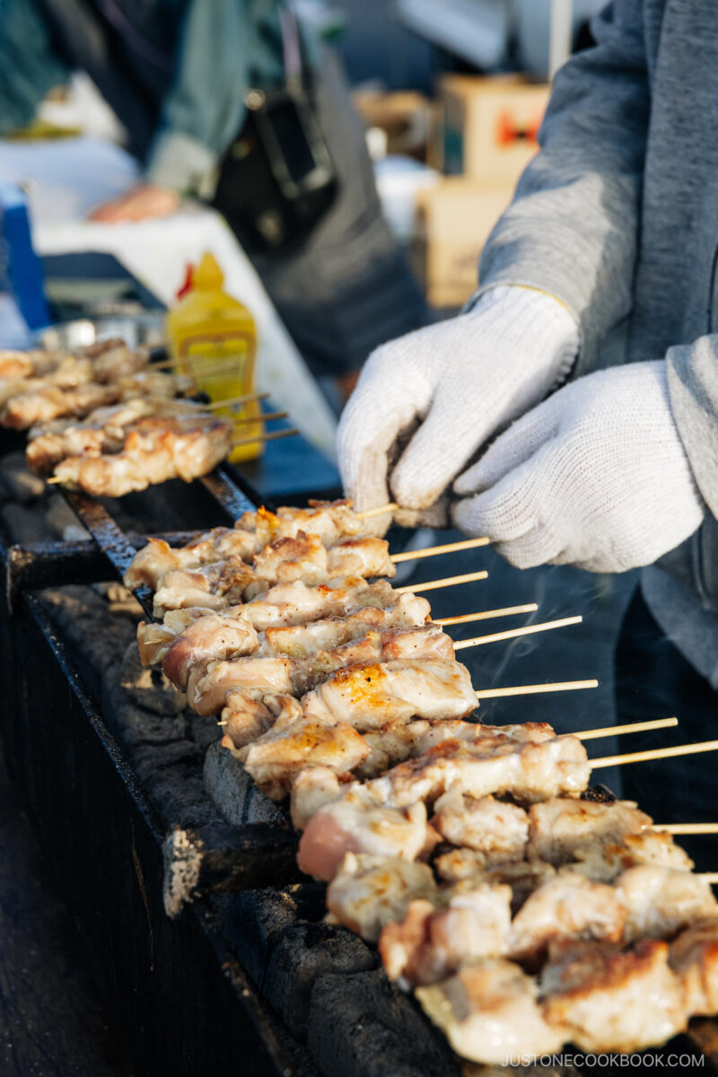 Chef grilling yakitori