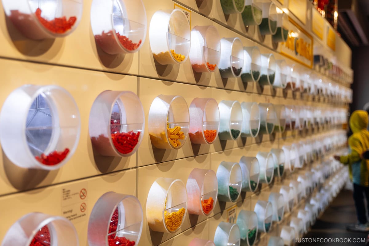Lego brick wall filled with different colored lego