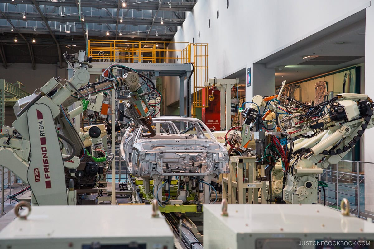 Toyota car factory manufacturing on display