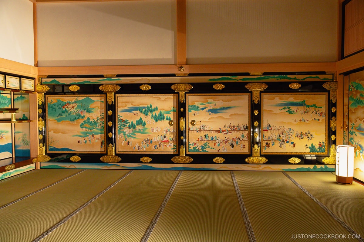 Historic painting showing life in historic times around Nagoya Castle