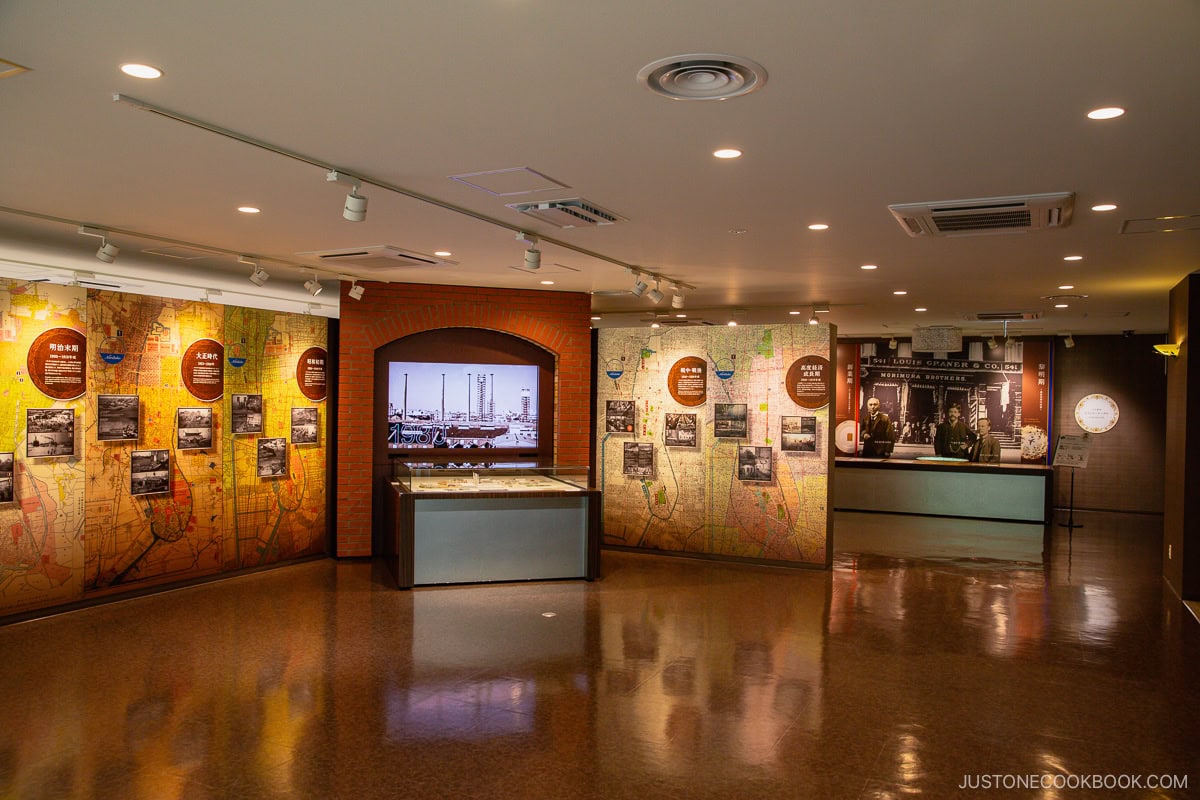 Noritake Garden welcome center showing the development of the garden throughout history.