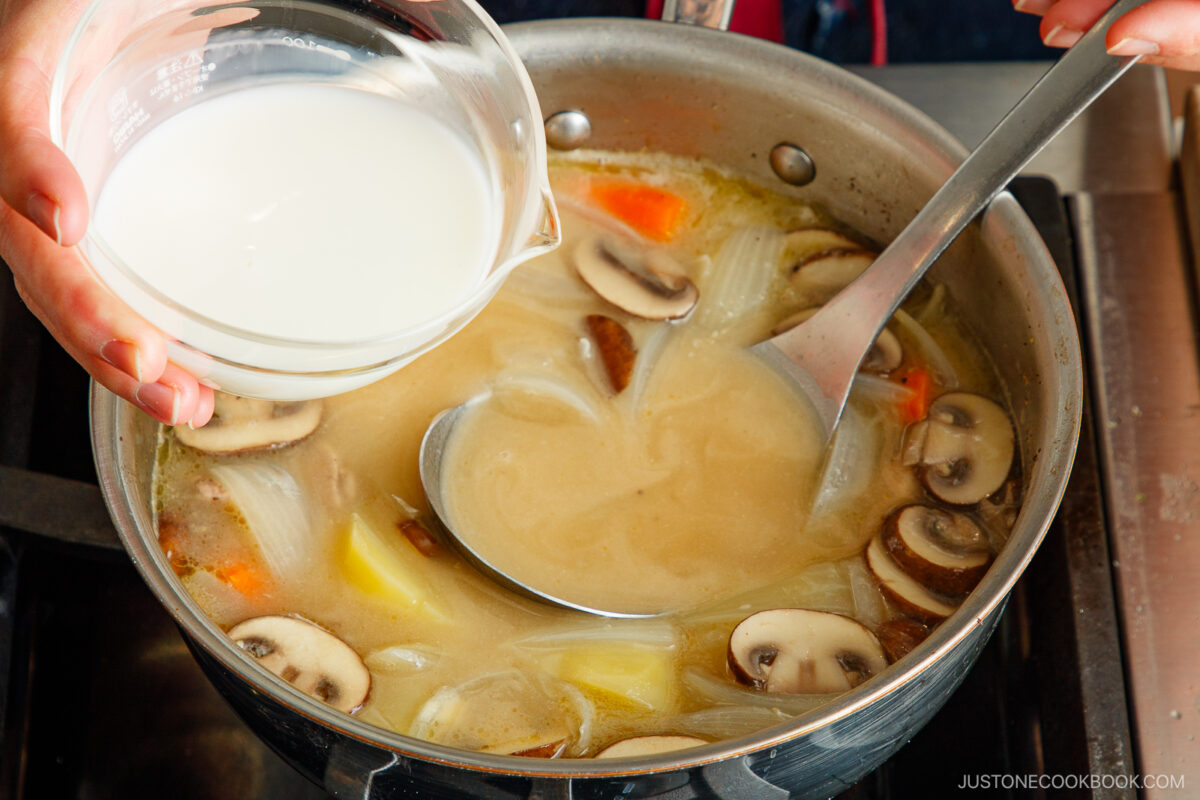 Add the milk.