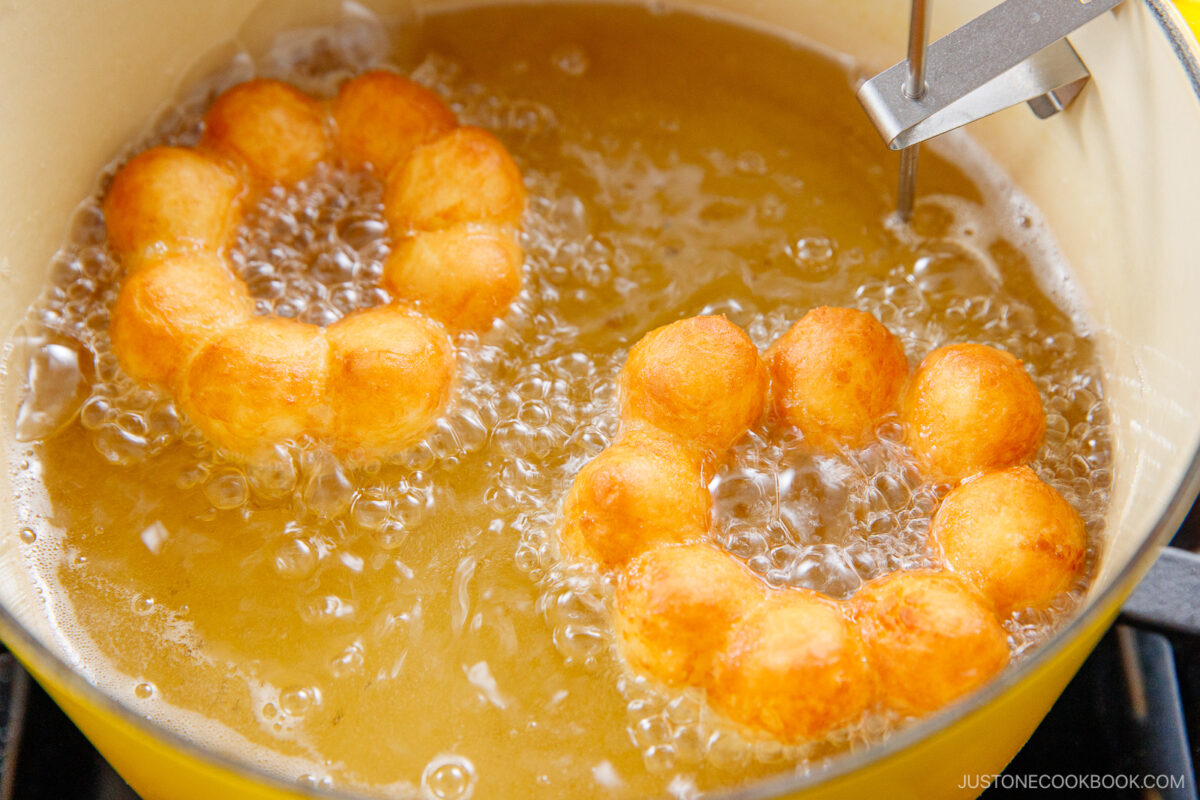 Flip the donuts.